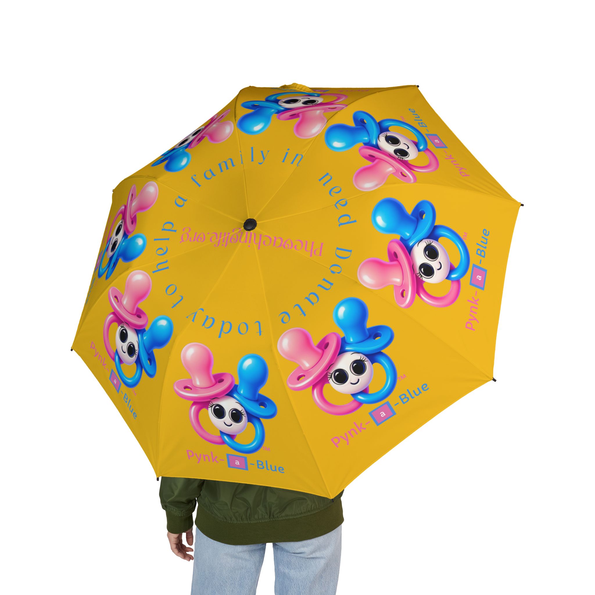 Pynk-a-Blue Semi-Automatic Foldable Yellow Umbrella - Image 4