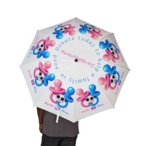 Pynk-a-Blue Semi-Automatic Foldable White Umbrella