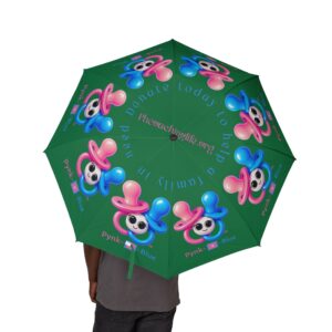 Pynk-a-Blue Semi-Automatic Foldable Green Umbrella