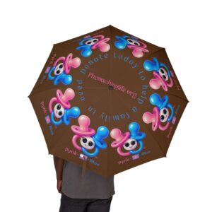 Pynk-a-Blue Semi-Automatic Foldable Brown Umbrella