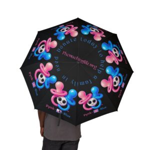 Pynk-a-Blue Semi-Automatic Foldable Black Umbrella